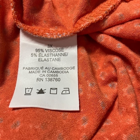 IN EVERY STORY Coral Ditsy Floral Print Tunic V-Neck Lace Trim 3/4 Sleeves 3X - Picture 7 of 8